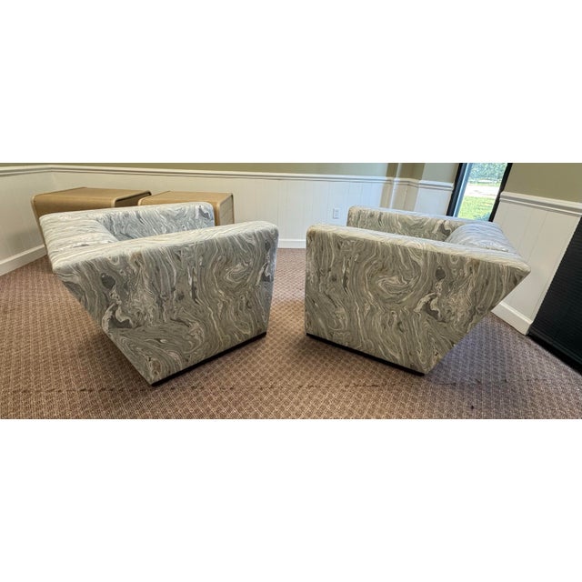 Lee Industries Modern Swivel Club Chairs, Set of 2 For Sale In Greenville, SC - Image 6 of 12