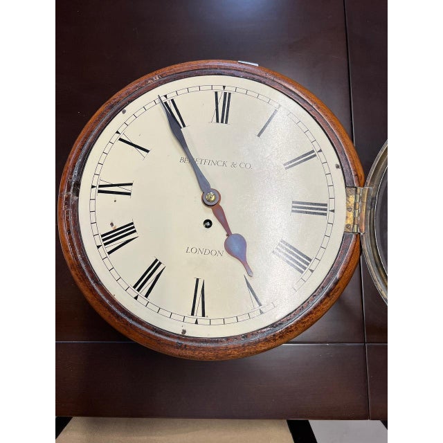 Antique Mahogany School Clock with Fusee Movement, in Good conditions. Designed before 1890