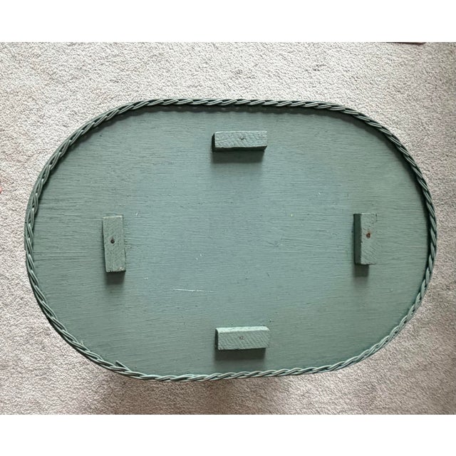 Vintage Green Wicker Elephant Side Table With Removable Tray For Sale - Image 11 of 11