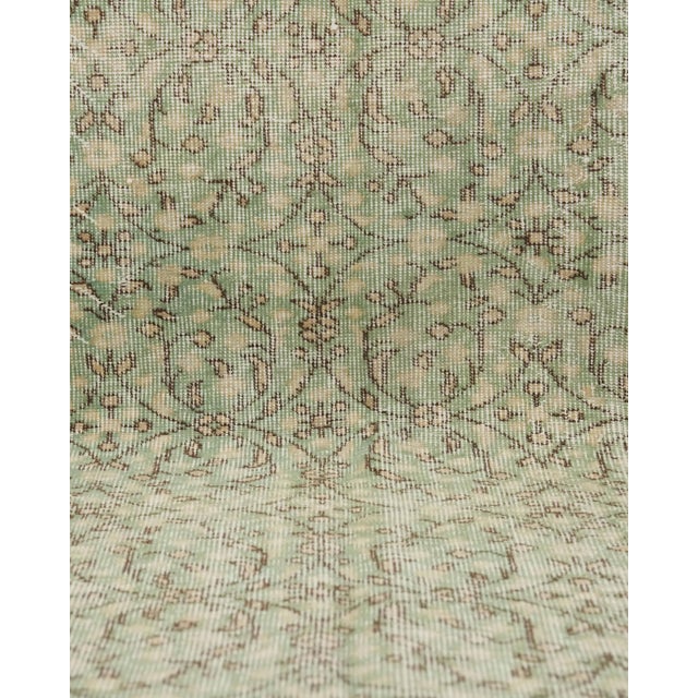 1970s 1970s Vintage Turkish Oushak Handmade Wool Cotton Green Area Rug For Sale - Image 5 of 11