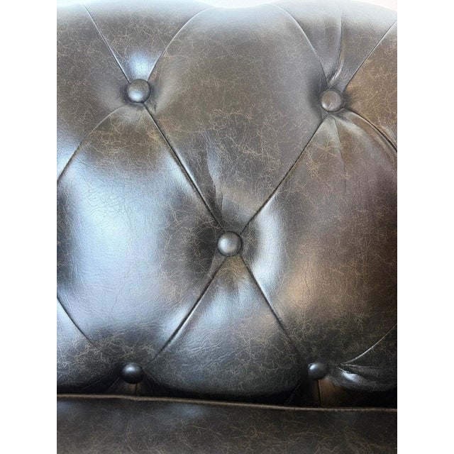 Late 20th Century Pair of English CHesterfield Club Chairs- Tufted Armchairs For Sale - Image 5 of 18