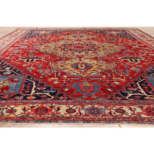 Antique Persian Serapi Rug, 10'05 X 13'04 For Sale - Image 9 of 10