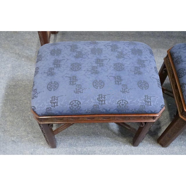 Wood Hickory Chair Banded Mahogany Traditional Chippendale 51" Accent Sofa Table W. Two Benches 150-10 For Sale - Image 7 of 13