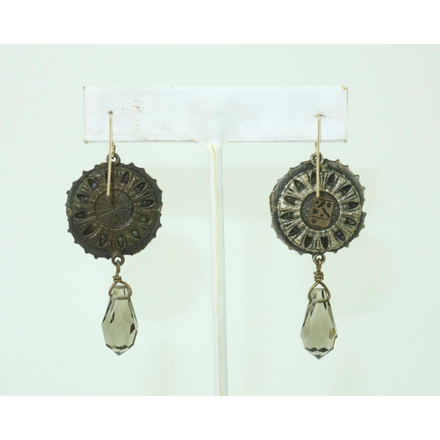 Elements Jill Schwartz Collage Crystal Drop Earrings With Bird Motif For Sale - Image 4 of 10