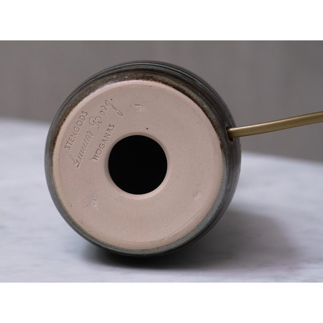 Green and Teal Striped Ceramic Table Lamp by Gunnar Borg, Sweden, 1960s For Sale - Image 12 of 13