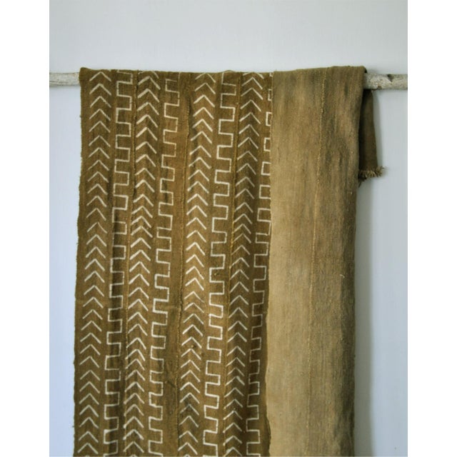 Contemporary African Cotton Mudcloth Throw In Olive Chairish
