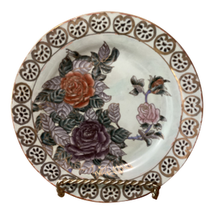 Vintage Fine Chinese Porcelain Qing Period Famille Rose Plate With Red Seal Mark