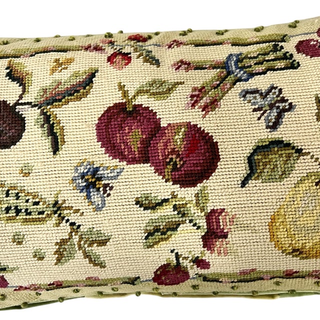 Vintage Needlepoint Lumbar Decorative Pillow For Sale - Image 4 of 6