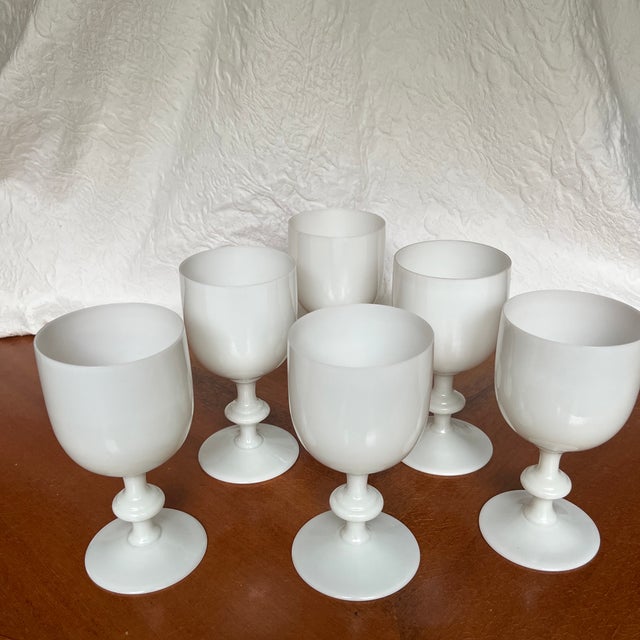 Vintage French Portieux Vallerysthal Soft White Opaline Goblets. These goblets can be used for water or wine. All are in...