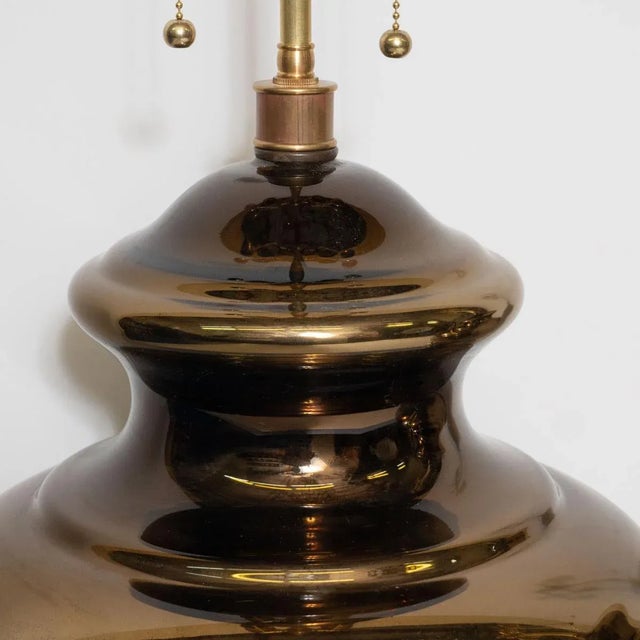 Vintage Pair of Golden Mercury Glass Table Lamps For Sale - Image 9 of 12