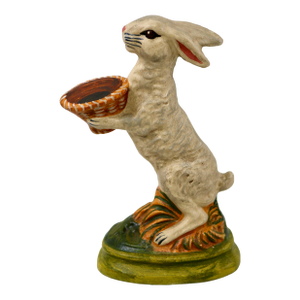 Vintage Vaillancourt Sculptural Folk Art Chalkware Hand Painted Standing Rabbit Figurine