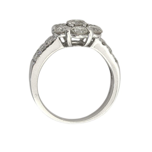 Vintage 18k White Gold Diamond Floret Ring, Size 5.5 For Sale - Image 9 of 11