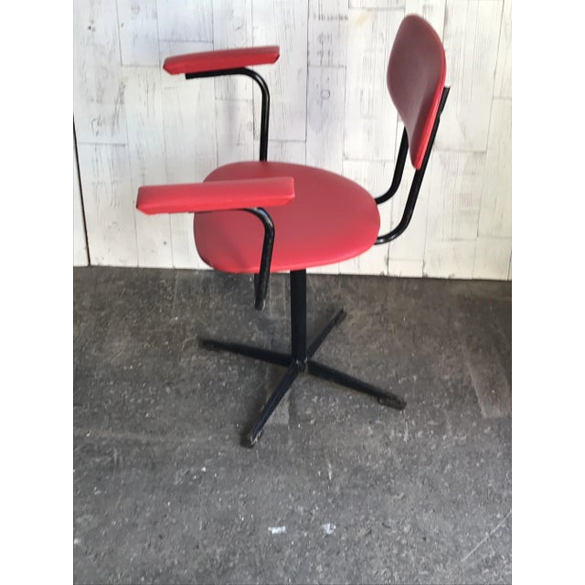 Set of Red & Black Desk Chairs, 1960s For Sale - Image 9 of 11