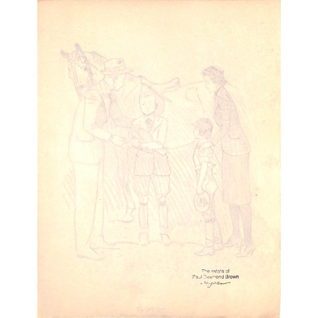 Traditional Original 1944 Pencil Drawing From Hi, Guy! The Cinderella Horse by Paul Brown 30 For Sale - Image 3 of 6