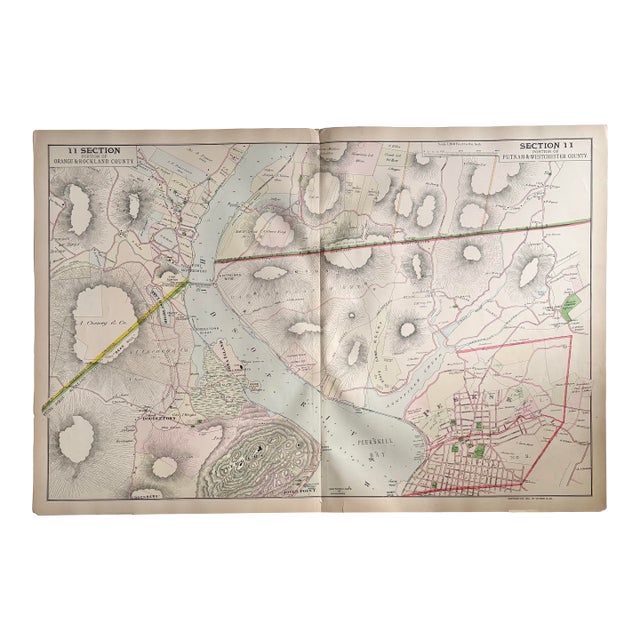 Antique Cartography Map, Section 11 of Orange, Putnam & Westchester Counties, New York - Published by Watson and Company, 1891 For Sale