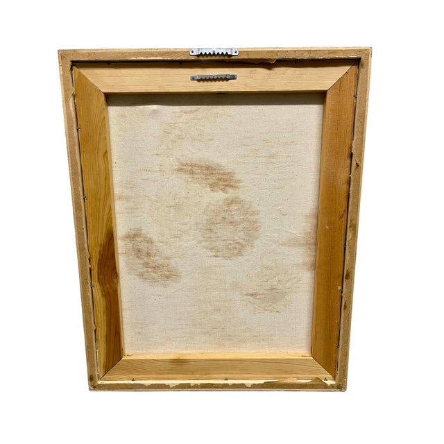 Vintage Mid-Century Modern Floral Still Life Oil Painting in Original Frame For Sale - Image 6 of 16