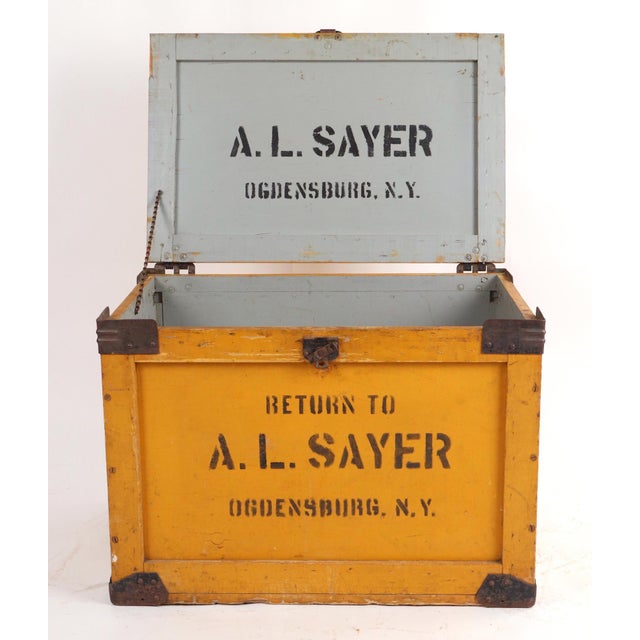Vintage A. L. Sayer Yellow Wood Bakery Box For Sale - Image 4 of 10