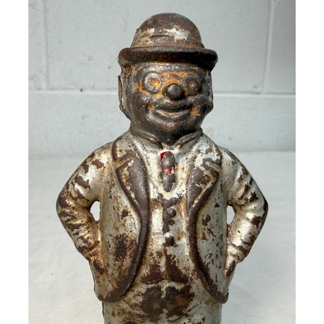Metal Antique Rare Original Foxy Grandpa Cast Iron Hubley Coin Still Bank 1900 For Sale - Image 7 of 10