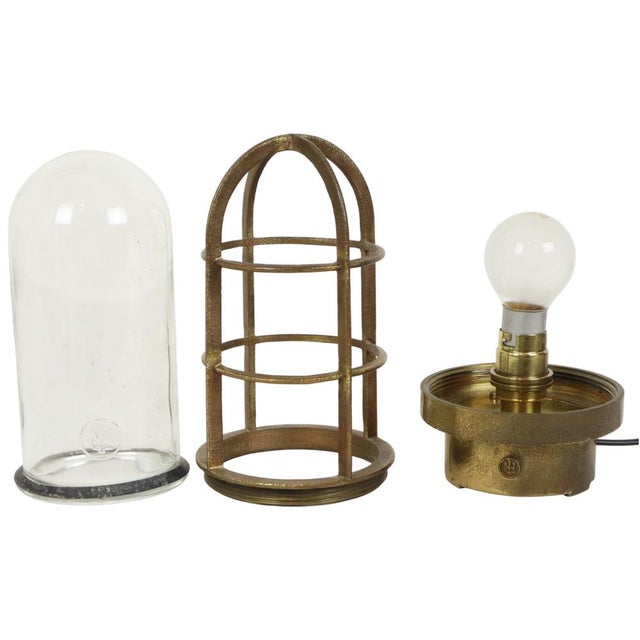 Industrial Brass Ship Cage Lamp, Rotterdam, 1950s For Sale - Image 12 of 14