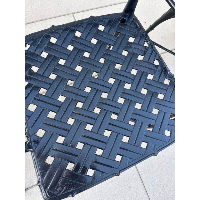 Black Vintage Restored Chinoiserie Calcutta Patio Chairs by Brown Jordan- Set of 4 For Sale - Image 8 of 12