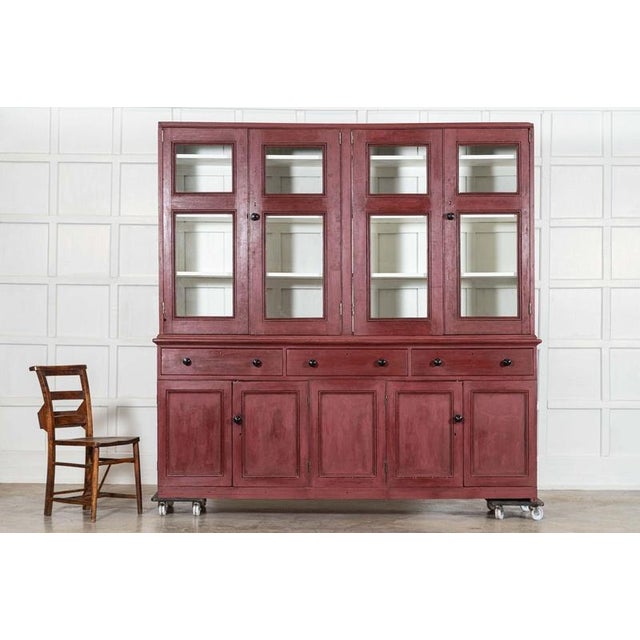 Large English Painted Glazed Pine Housekeeper's Cupboard, 1880 For Sale - Image 4 of 13