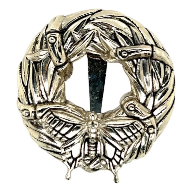 1990s John Hardy Estate Butterfly + Bamboo Brooch Rhodium Plated For Sale