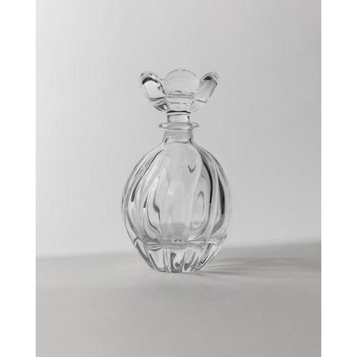 Vintage Curved Hand-Blown Murano Glass Perfume Bottle with Floral Stopper, 1950s For Sale - Image 9 of 11