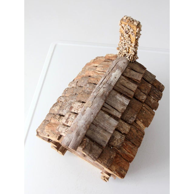 Brown Vintage Wood Folk Art Log Cabin Sculpture For Sale - Image 8 of 11