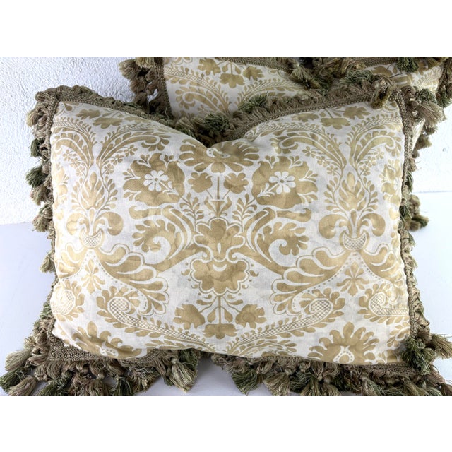 Vintage Hand Crafted Tasseled Fortuny Pillows/Pair For Sale In Philadelphia - Image 6 of 8