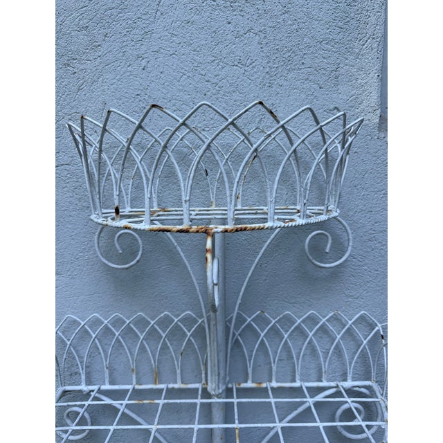 Late 19th Century Antique Victorian Four-Tier Painted Wirework Demilune Garden Plant Stand, C. 1900 For Sale - Image 5 of 16