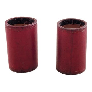 Circa 1900 Red Leather Dice Cups, England, a Pair For Sale