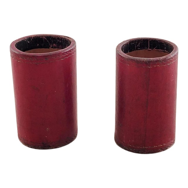 Circa 1900 Red Leather Dice Cups, England, a Pair For Sale