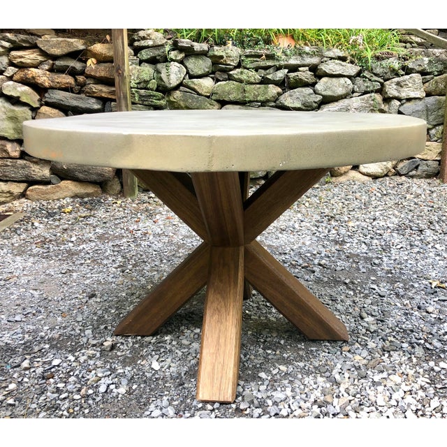 Concrete & Acacia Outdoor Dining Table by Pottery Barn Chairish