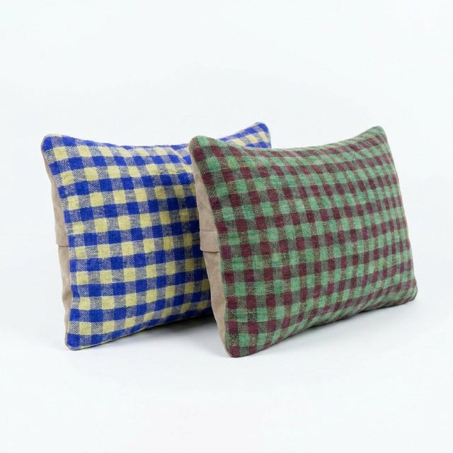 Mid-Century Modern Bohemian Lumbar Kilim Pillow Cover 16'' X 24'' - Set of Two For Sale - Image 3 of 4