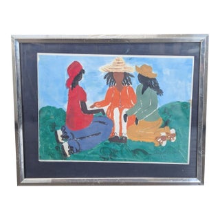 Alma White Framed Painting - Three Friends in Nature (1999) For Sale