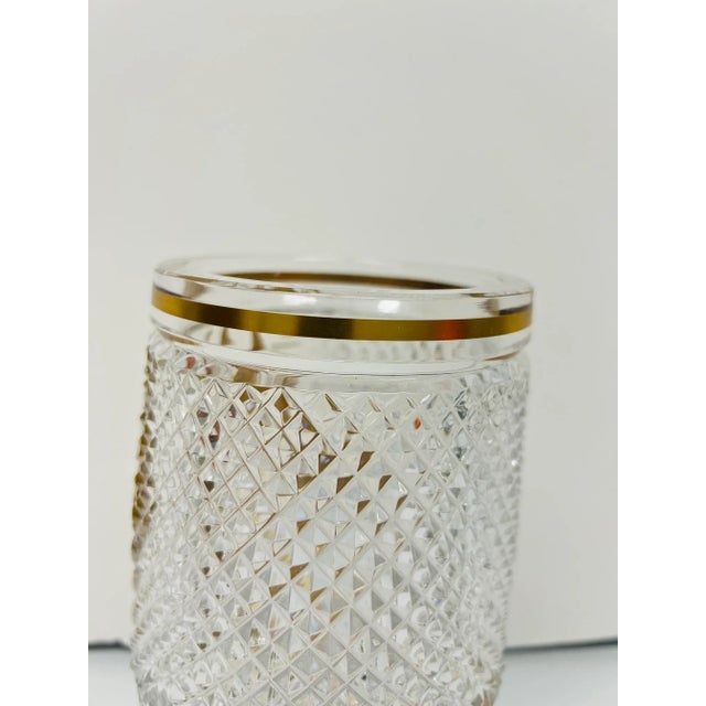 Moser Glassworks Antique Moser Crystal Cut Glass Engraved "Swimming Fish" Gold Vase For Sale - Image 4 of 10