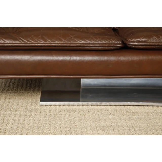 Warren Platner Walnut and Leather Floating Case Sofa for Lehigh Leopold, C. 1970 For Sale - Image 11 of 17