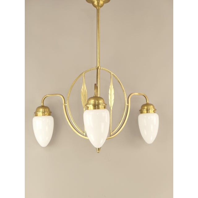 Art Deco Opal Screen Chandelier from Wiener Werkstätte, 1920s For Sale - Image 9 of 9