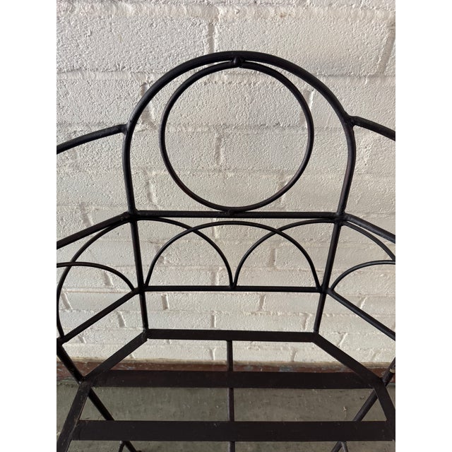 Art Deco Mid 20th Century Wrought Iron Scroll Garden Armchairs - A Pair For Sale - Image 3 of 10