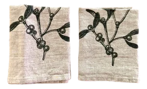 Mistletoe German Natural Linen Napkins, Set of 2