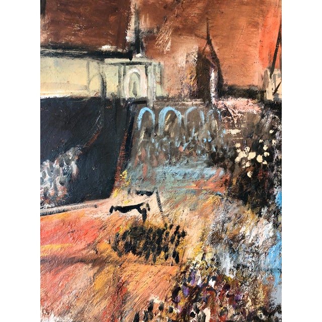 Red Yonia Fain, Jewish Mexican Avant Garde Fiesta of Guadalupe Expressionist Oil Painting, c.1940's For Sale - Image 8 of 12