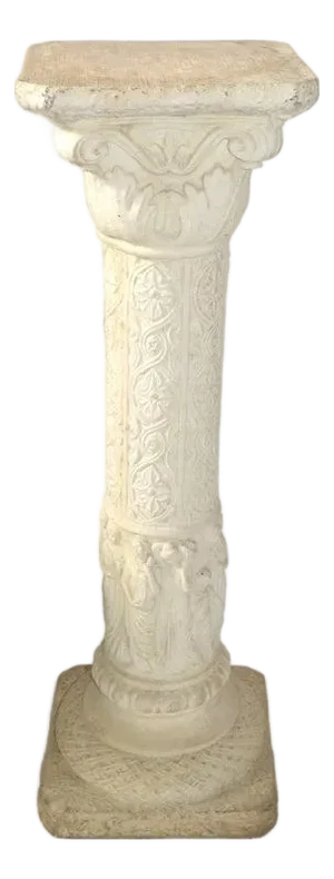 Ornate Neoclassical Style Hand-Carved Concrete Sculpture Stand Column Italy 1970
