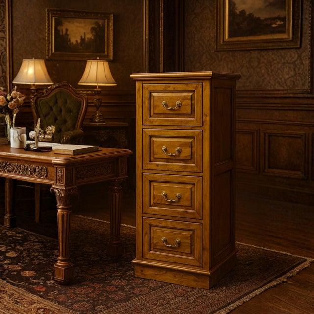 Legacy 4 Drawer File Cabinet - Light Brown Walnut For Sale In Chicago - Image 6 of 10