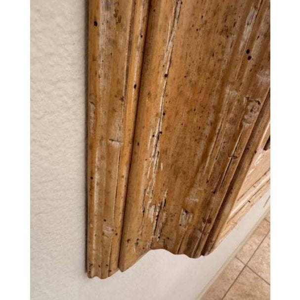 Large Rectangular Stripped Oak Worm Wood Thick Framed Farmhouse Style Beveled Wall Mirror For Sale - Image 10 of 13