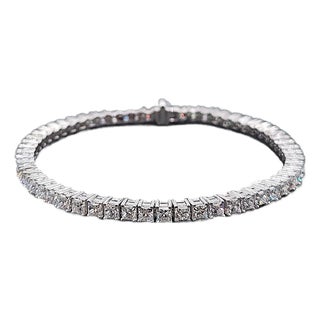 6.53 Ct Princess Cut Diamond Tennis Bracelet For Sale
