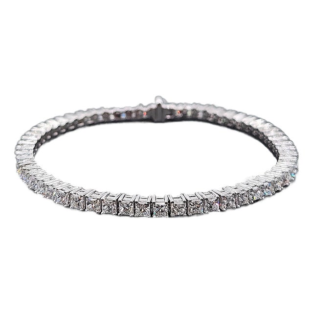 6.53 Ct Princess Cut Diamond Tennis Bracelet For Sale