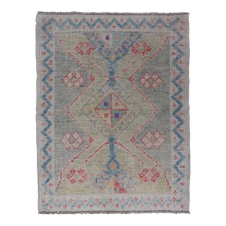 Vibrant Modern Turkish Oushak Rug Colorful Accents 2'7 X 3'5 For Sale