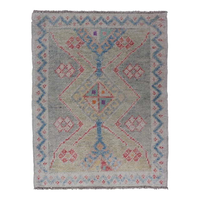 Vibrant Modern Turkish Oushak Rug Colorful Accents 2'7 X 3'5 For Sale