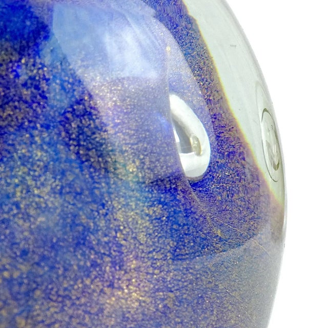 Murano Vintage Barbini Murano Red Blue Gold Flecks Italian Art Glass Mid Century Paperweights - Set of 3 For Sale - Image 4 of 7