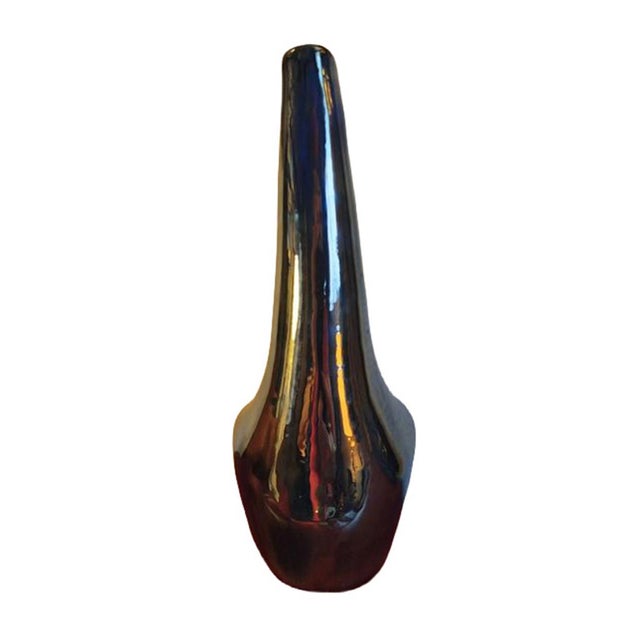 1950s Mid-Century Modern Rambervillers Cytère Iridescent Blue Stoneware Pitcher For Sale - Image 6 of 12